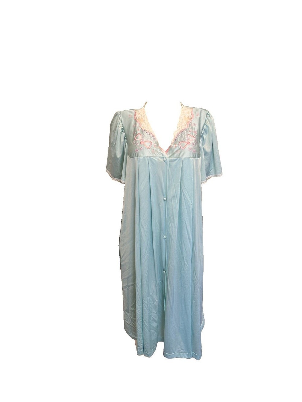 Vanity Fair Vintage Mint Green Robe Dressing Gown Size Rose appliqué XL
